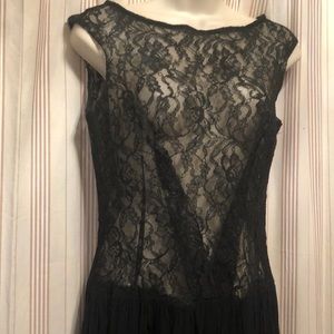 Vintage Black Lace Cocktail Dress Sheer Sexy
